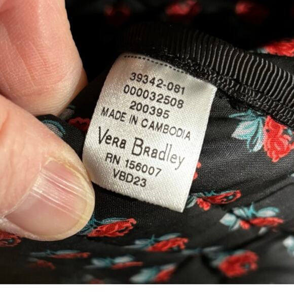 Vera Bradley solid black quilted microfiber cotton mini backpack purse back pack - Picture 6 of 6